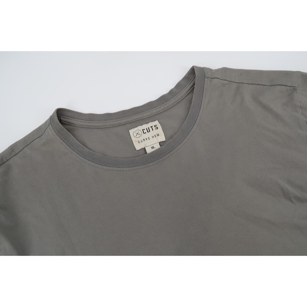 Cuts Clothing Curve Hem T-Shirt Mens XL Gray Pima Cotton Short Sleeve Tee